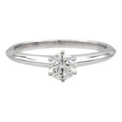 Tiffany & Co. Platinum Solitaire Diamond Engagement Ring Round .50cts. IVS1