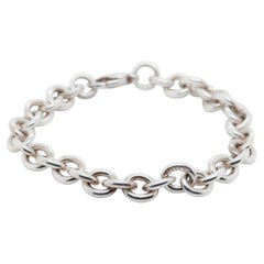 Signed Vintage Tiffany & Co. Sterling Silver Round Link Chain Bracelet