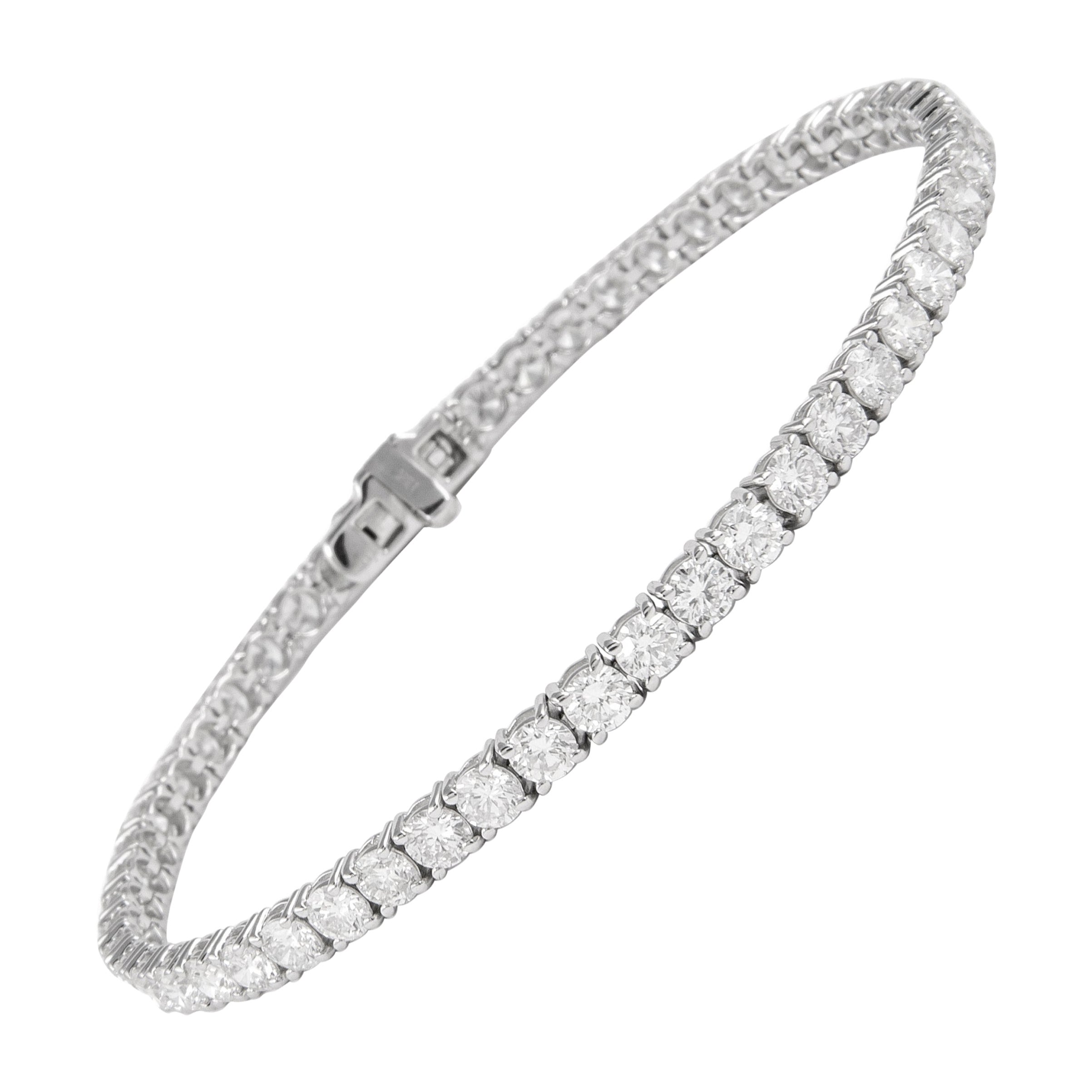 Alexander 6.45 Carats Diamond Tennis Bracelet 18-Karat White Gold For Sale
