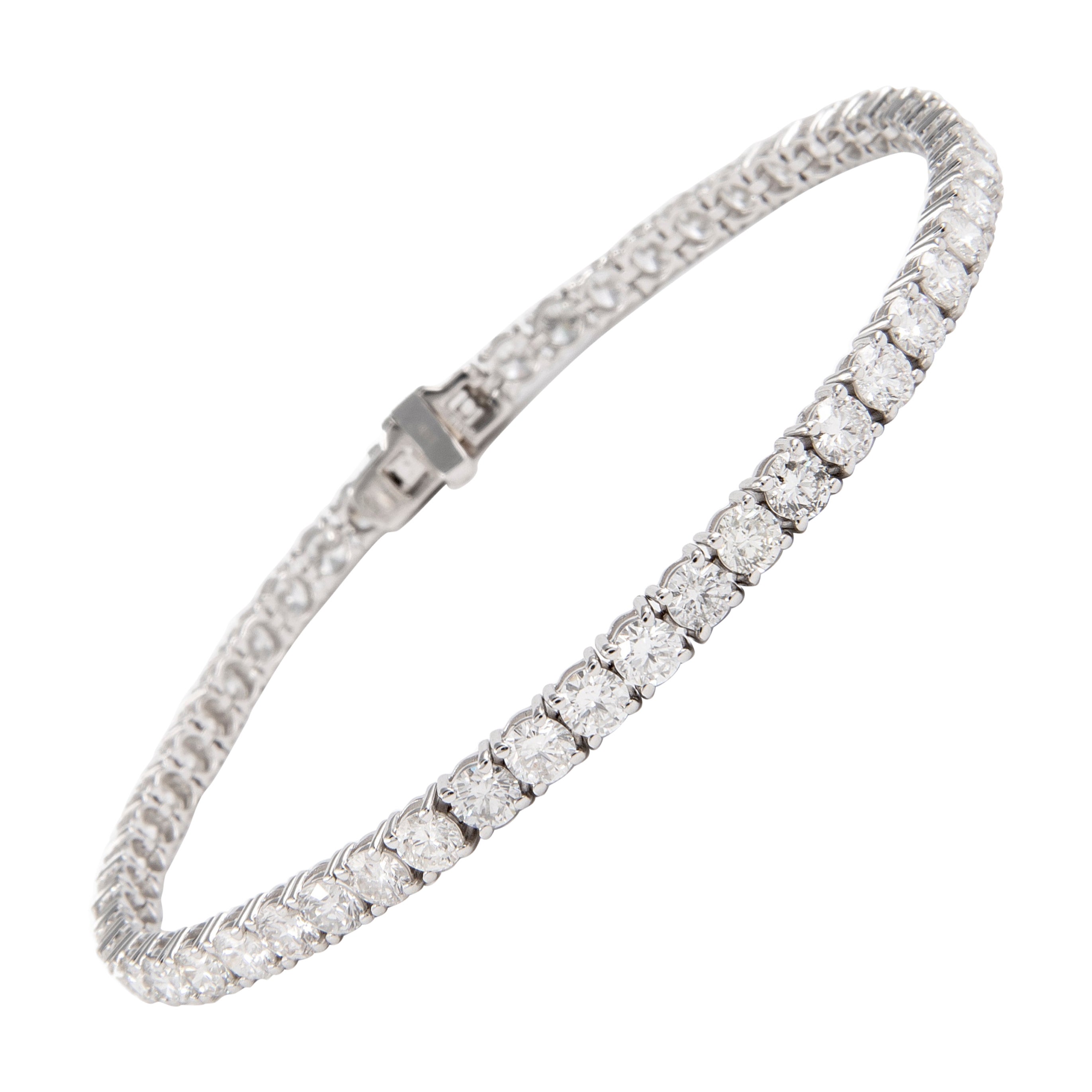 Alexander 6.83 Carats D-F Color Diamond Tennis Bracelet 18-Karat White Gold For Sale