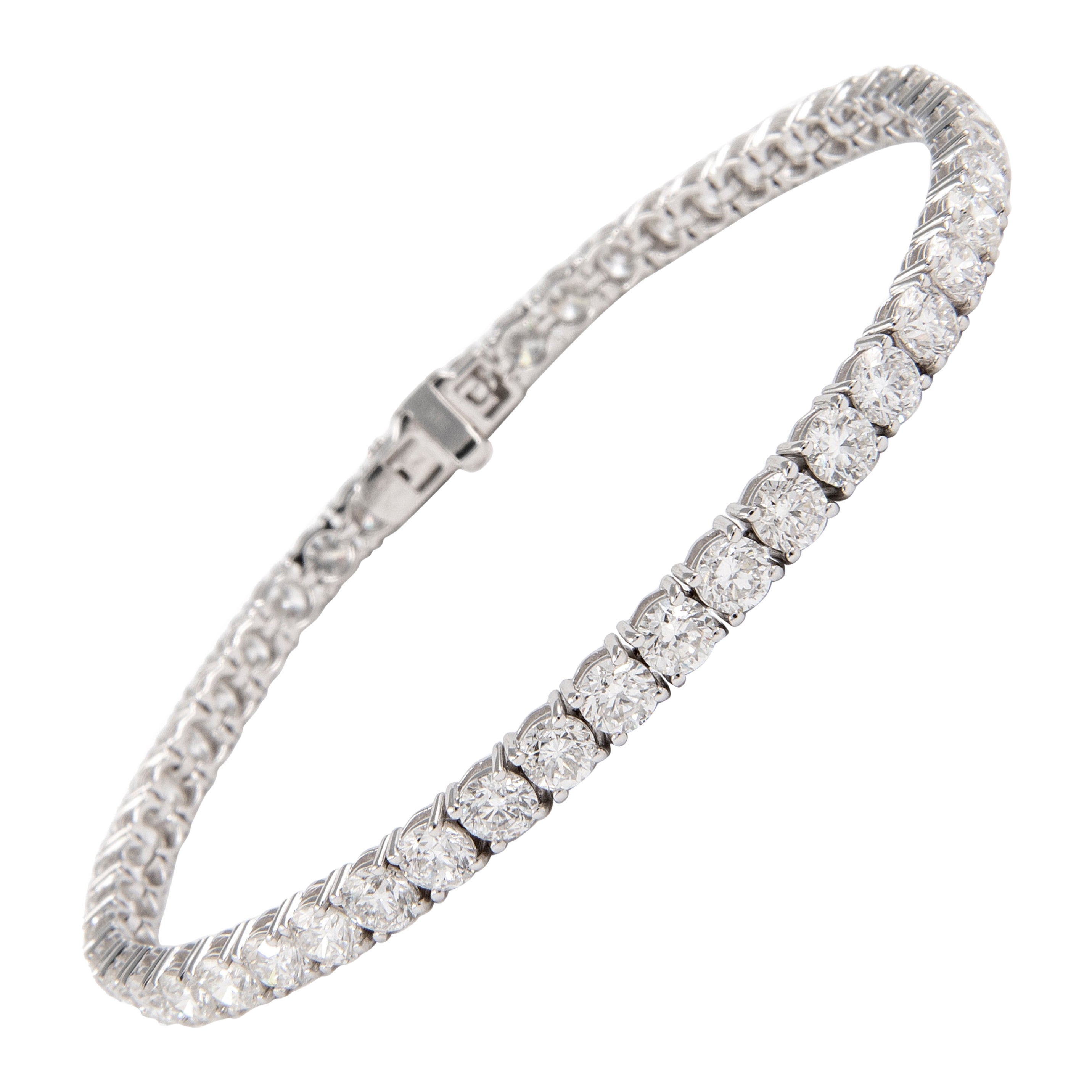 Alexander 8.80 Carats D-F Color Diamond Tennis Bracelet 18-Karat White Gold For Sale