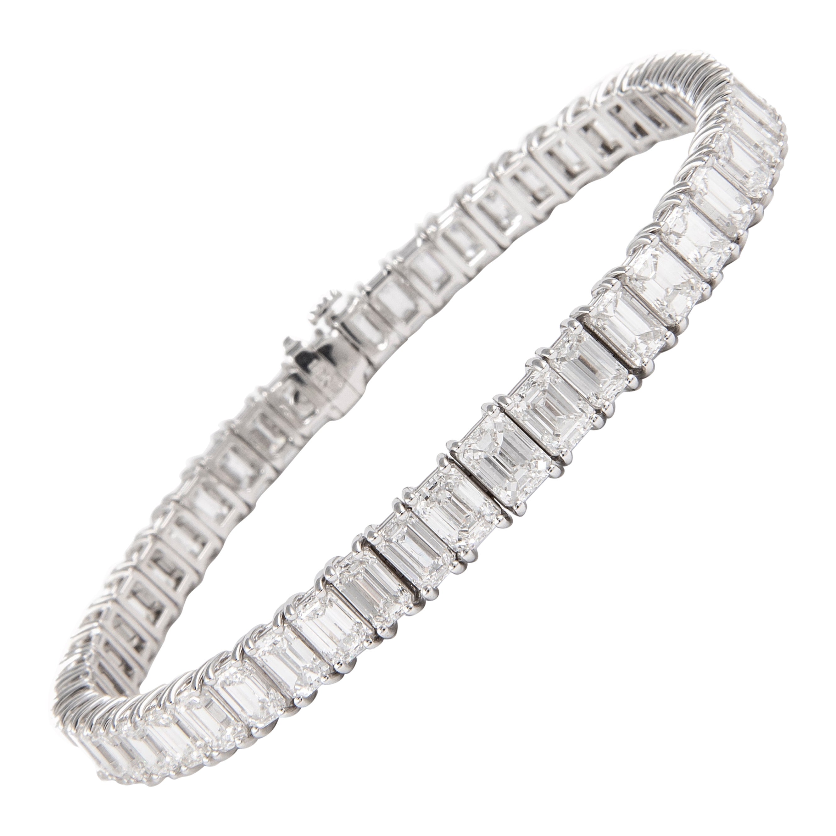 Alexander 17.15 Carat Emerald Cut Diamond Tennis Bracelet 18-Karat White Gold