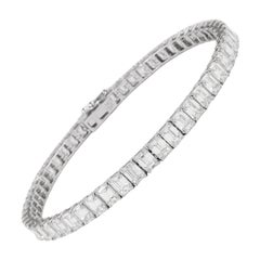 Alexander 12.67 Carat Emerald Cut Diamond Tennis Bracelet 18-Karat White Gold