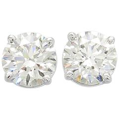 Round Brilliant Cut Diamond Gold Stud Earrings