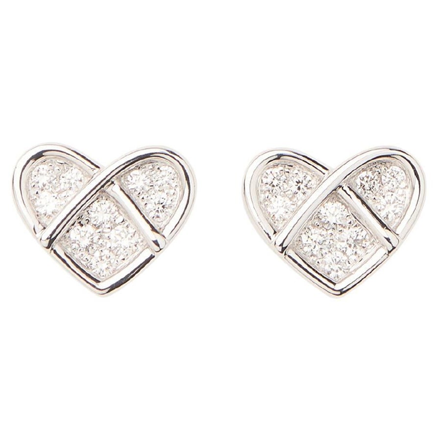18 Carat Gold and Diamonds Earrings, White Gold, L'attrape Coeur Collection