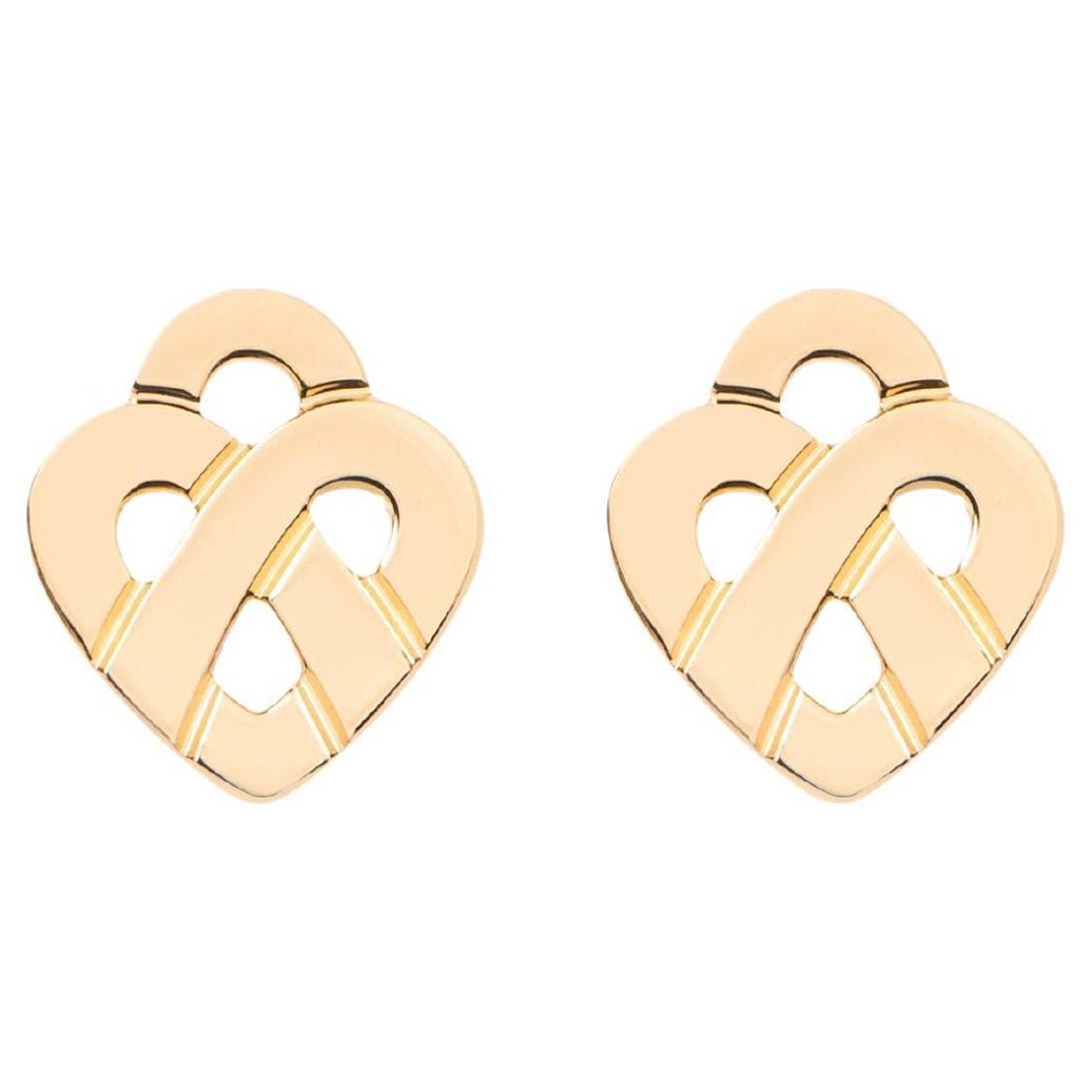 18 Carat Gold Earrings, Yellow Gold, Cœur Entrelacé Collection For Sale