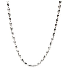 Italian Elongated Oval Bead Chain Necklace, Sterling Silver