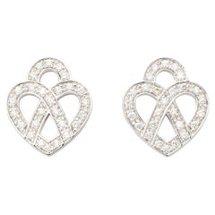 Boucles d'oreilles en or 18 carats et diamants, or blanc, collection Cœur Entrelacé