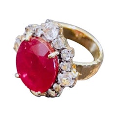 Bochic “Orient” Cluster Cocktail Natural African Ruby, set in 22K Gold & Silver