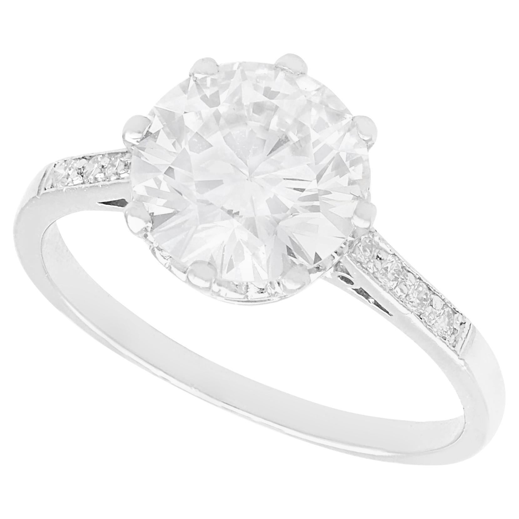 Antiguo anillo de compromiso solitario de diamantes y platino de 2,08 quilates, circa 1935