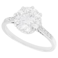 Antiguo anillo de compromiso solitario de diamantes y platino de 2,08 quilates, circa 1935