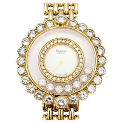 Ladies Chopard Happy Diamonds 18 Karat Gold Wristwatch Round Diamond Bezel