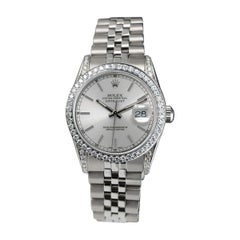 Rolex Datejust Diamond Bezel & Lugs Silver Index Dial Steel Watch