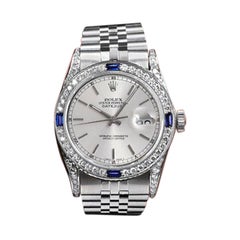 Rolex Datejust Silver Dial Diamond Lugs + Sapphire & Diamond Bezel Watch