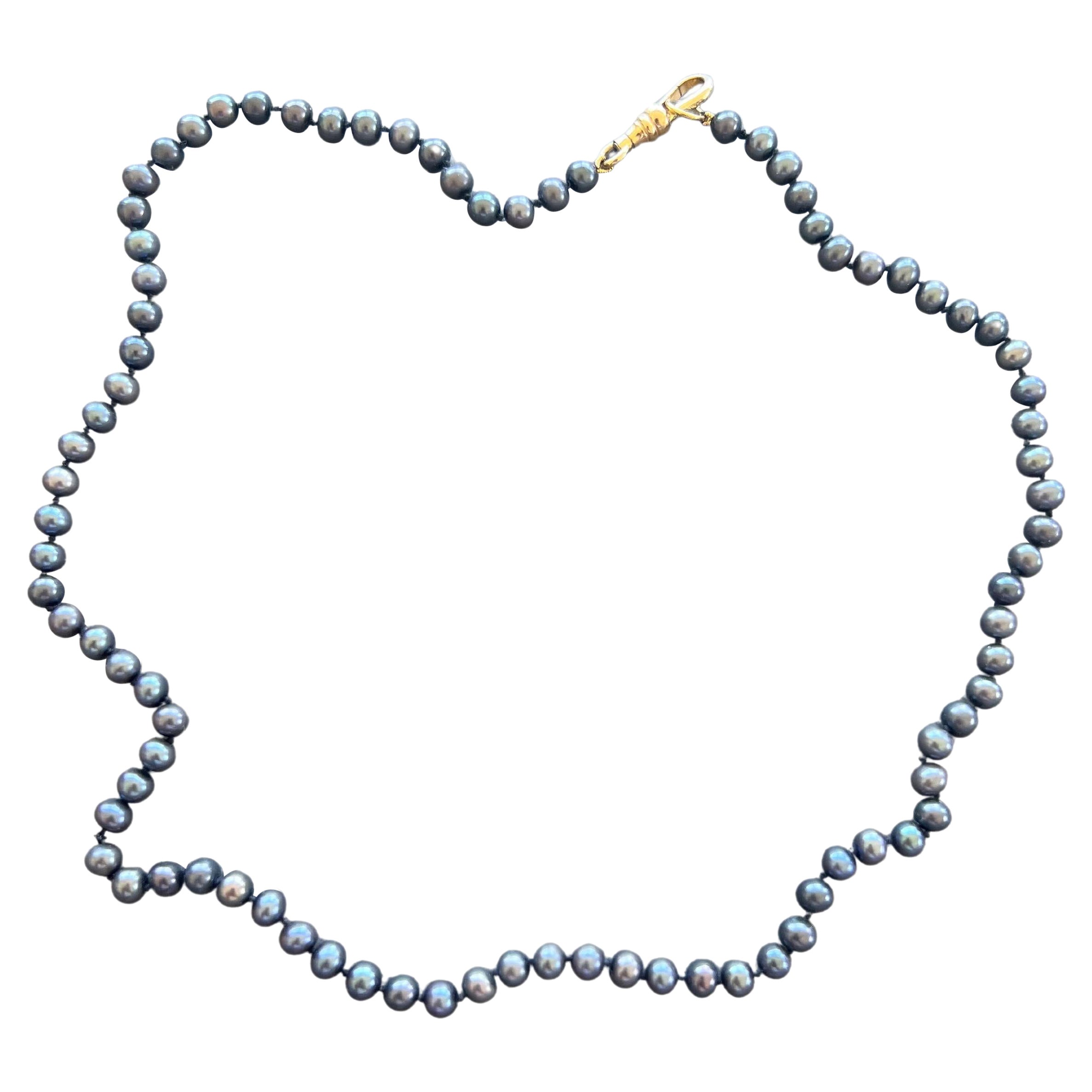 Black Pearl Choker Beaded Necklace Black Silk Thread J Dauphin For Sale