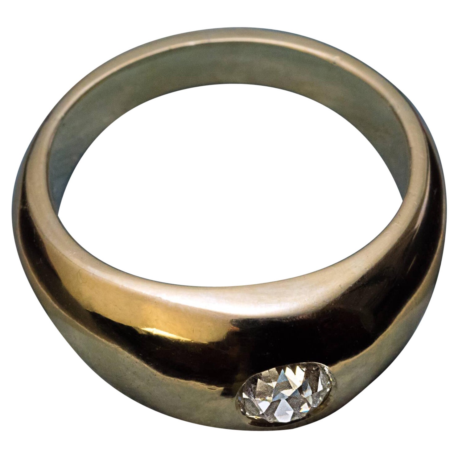 Antique 1.22 Carat Diamond Gold Mens Ring For Sale