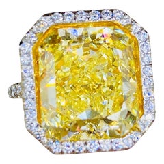 Emilio Joyas Anillo de Diamantes Amarillo Intenso Fancy Certificado Gia 10.00 Quilates