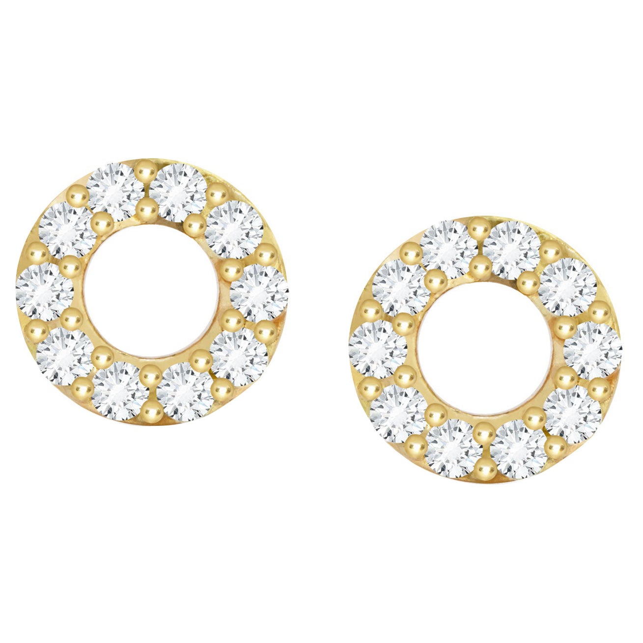 Donut in Diamond 18k Yellow Gold Stud Earrings For Sale