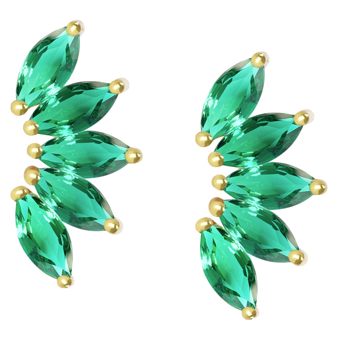 Wild Side 18k Emerald Gold Stud Earrings For Sale