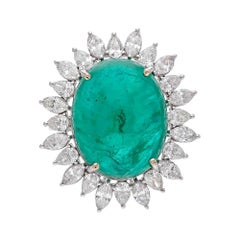 Natural Emerald Ring with 23.88cts Diamond & Emerald 19.02cts in 18k Gold