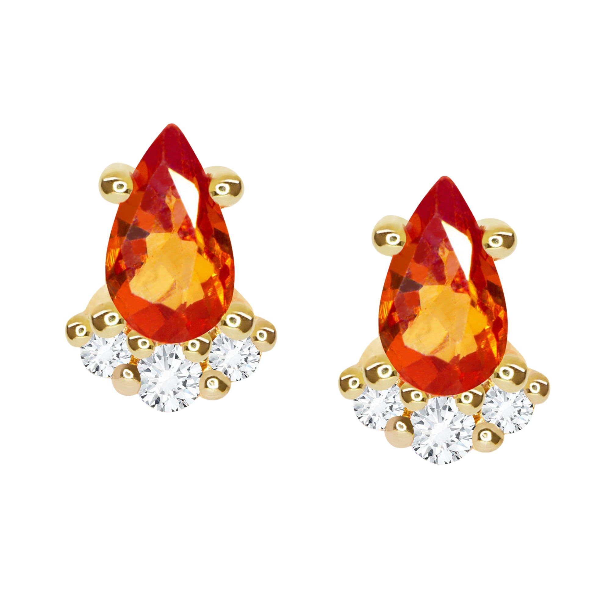 Chantelle Red Sapphire 18k Yellow Gold Stud Earrings For Sale