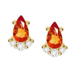 Chantelle Red Sapphire 18k Yellow Gold Stud Earrings