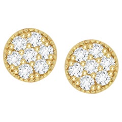 Glazed Donut in Diamond 18k Yellow Gold Stud Earrings