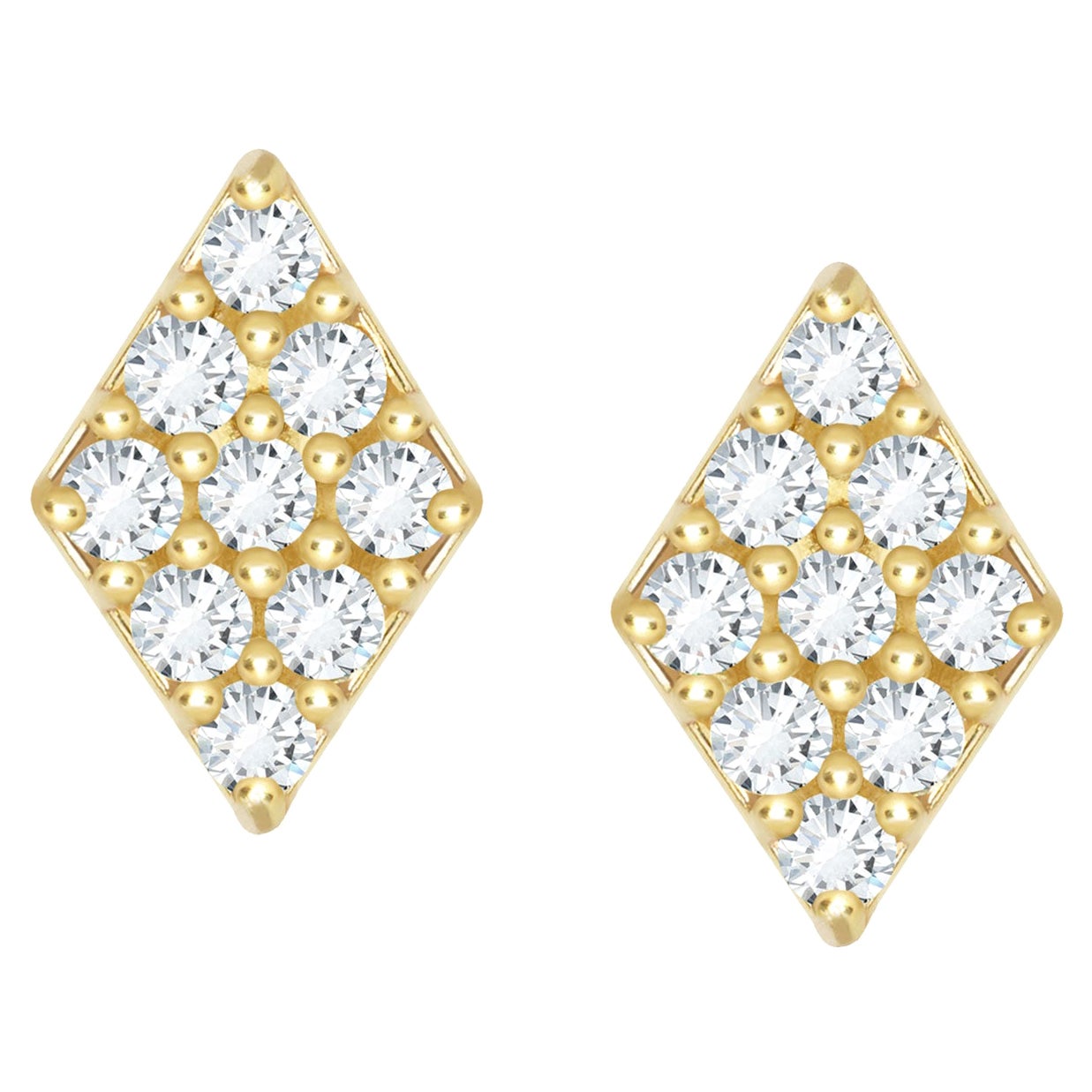 Boucles d'oreilles en or jaune 18k avec diamant et diamant en vente