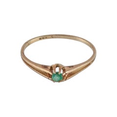 Vintage Danish Goldsmith, Modernist 14 Carat Gold Ring with a Green Semi-Precious Stone