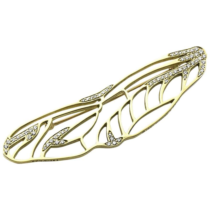 Tiffany & Co. Angela Cummings Pavé Diamond Gold Dragonfly Wing Brooch For Sale