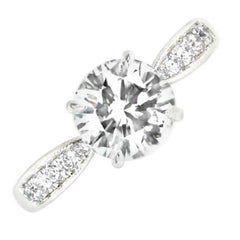 Tifanny & Co. Bague de fiançailles en diamant taille brillant de 1,10 carat certifié GIA, couleur G