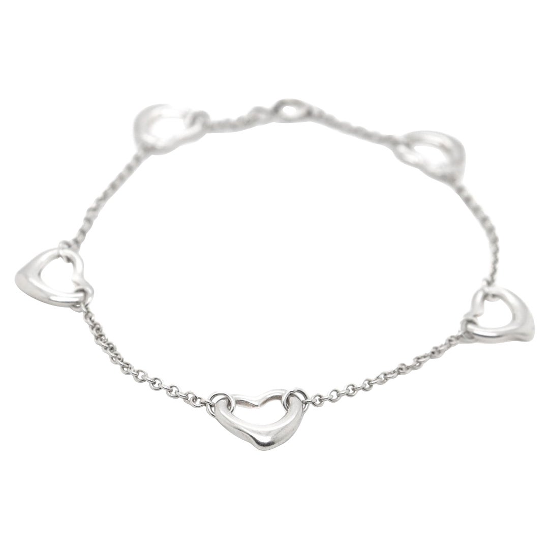 Tiffany & Co Elsa Peretti for Tiffany & Co Five Open Hearts Sterling Silver Bracelet en vente