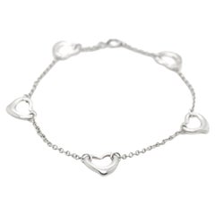Used Tiffany & Co Elsa Peretti Five Open Hearts Sterling Silver Bracelet