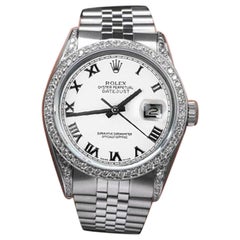 Rolex Datejust White Roman Dial Diamond Bezel/Lugs Steel Jubilee Watch