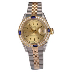 Reloj Rolex Datejust Champagne Esfera Indice Dos Tonos c Zafiros/Diamantes