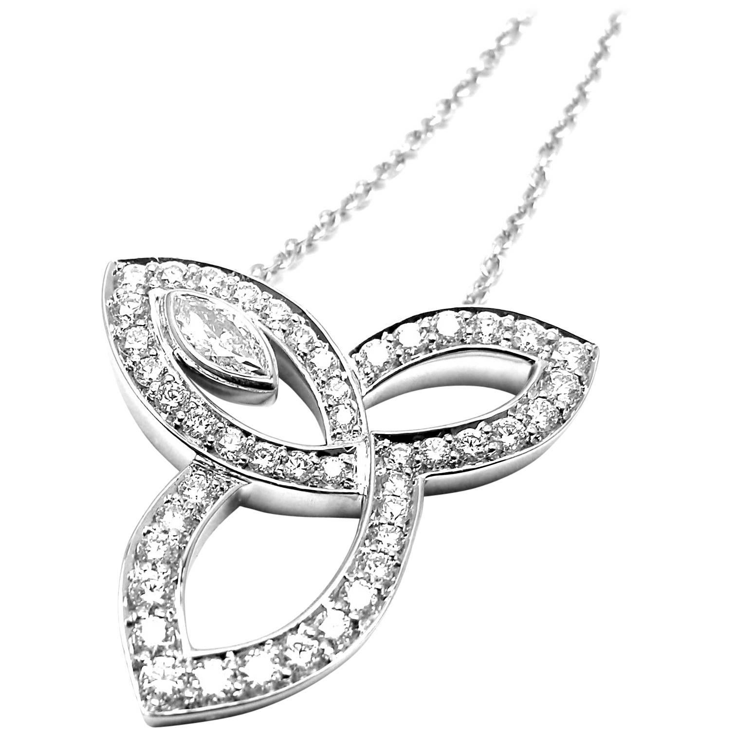 Harry Winston Diamond Platinum Lily Cluster Pendant Necklace