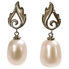 New Natural Fresh Water Pearl Sterling Silver Post Earrings