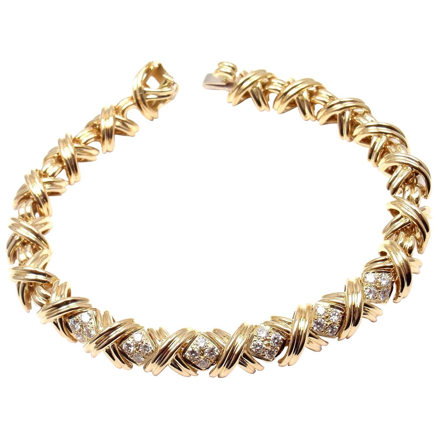 Tiffany & Co. Signature X Diamond Gold Bracelet