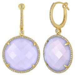 Chalcedony Diamond Gold Drop Earrings 9