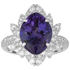 6.48 Carats Marquise Tanzanite Diamond Cocktail Ring 1