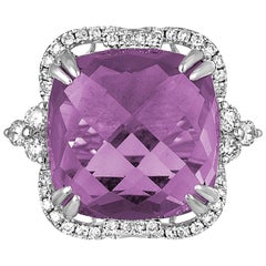 15,48 Quilates Amatista Diamante Anillo de Oro