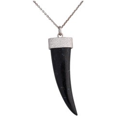 2 Carats Diamond and Tiger Claw Shaped Mineral Necklace, 18 Karat Gold 