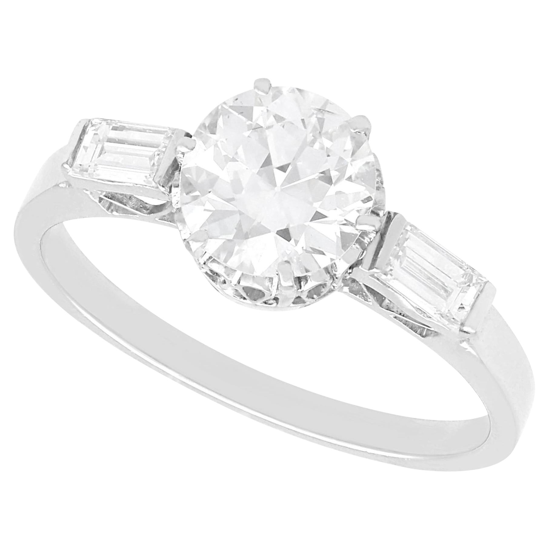 Antique 1.32 Carat Diamond and Platinum Solitaire Engagement Ring Circa 1935