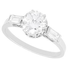 Antiguo anillo de compromiso solitario de platino y diamantes de 1,32 quilates circa 1935