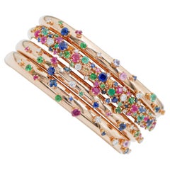 Bracelet en or 18 carats avec diamants, rubis, saphirs multicolores, émeraudes et tsavorites