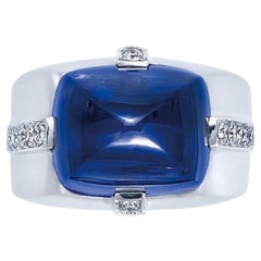 Emilio Jewelry Certified 20.00 Carat No Heat Sugar Loaf Sapphire Men’s Ring