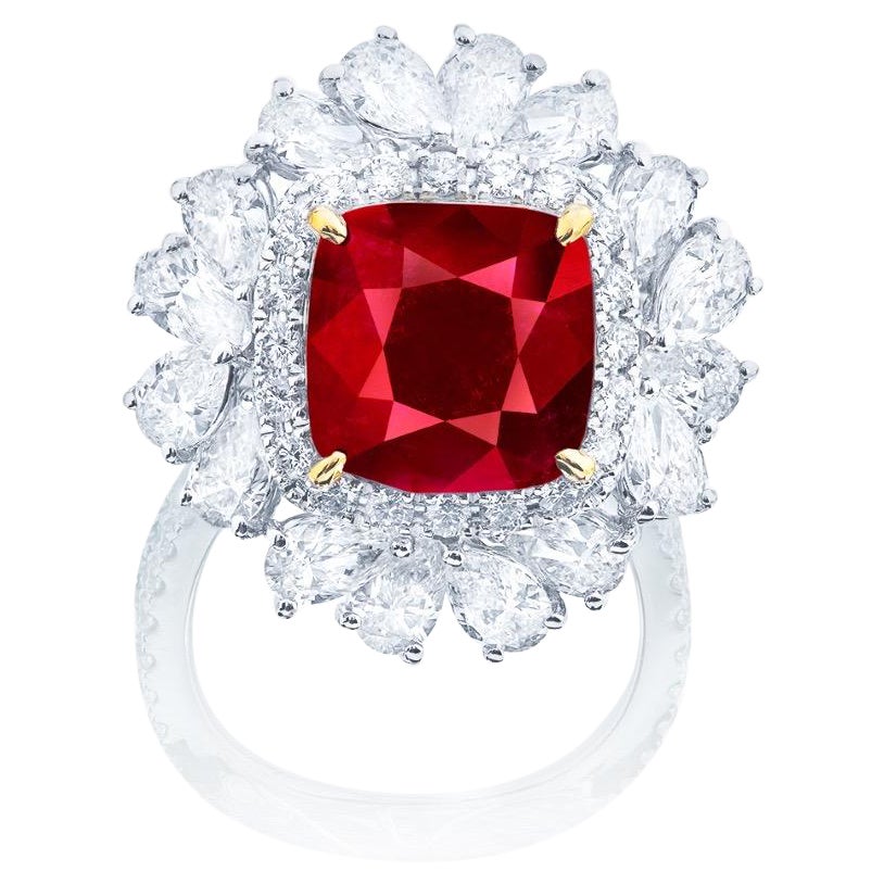 Emilio Jewelry, bague en rubis de Birmanie certifiée sans chaleur en vente
