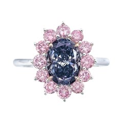 Emilio Jewelry GIA Certified Natural 2.00 Carat Deep Blue Diamond