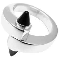 Cartier Menotte Black Onyx Gold Band Ring 7