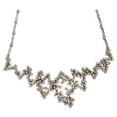 18k White Gold Diamond "V" Set Necklace